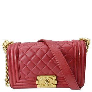 CHANEL  Le Boy Small Lambskin Leather Shoulder Bag